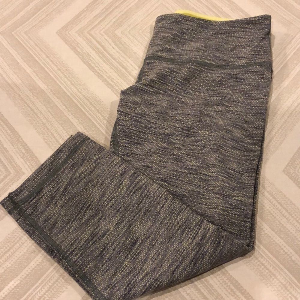 Lululemon Grey & Yellow Tweed Cropped Leggings
